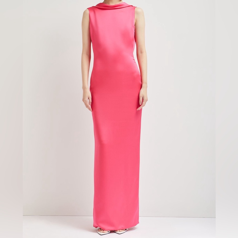Versace Satin Gown - Draped-Back Maxi Dress — Pink, IT 36